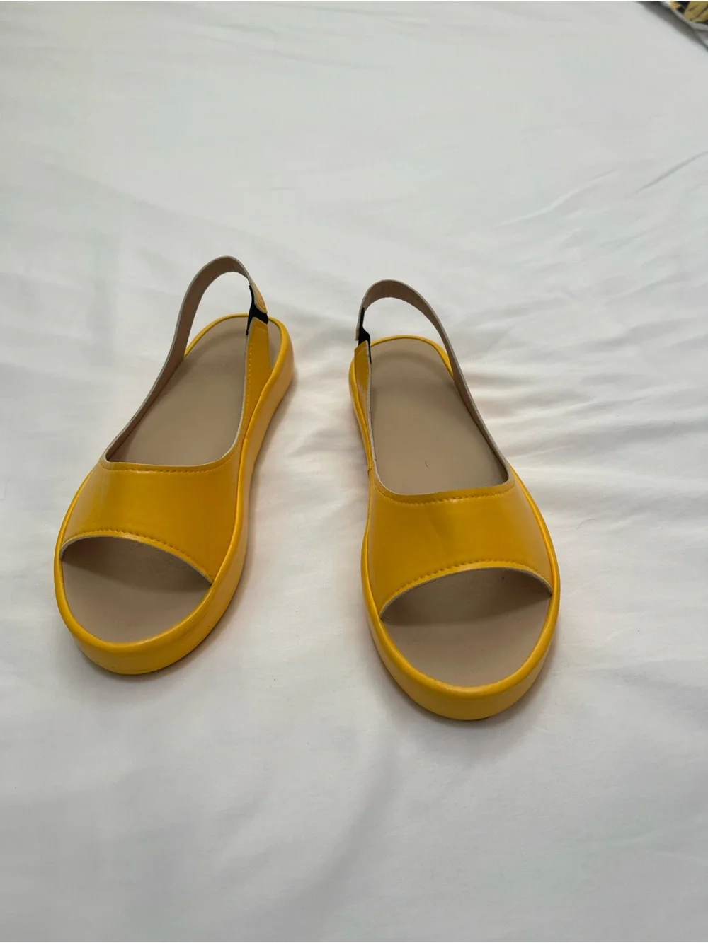 Women's Yellow Open-Toe Slingback Platform Sandals - Modern Comfort